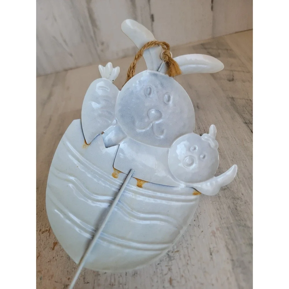 Spring egg vintage chick bunny carrot metal lawn Easter home decor figure